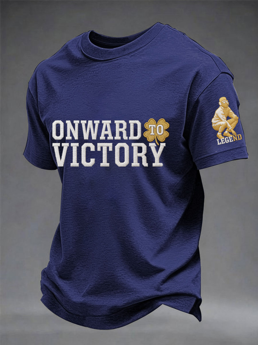 Men's Football Legend Coach Holtz Printed imitation cotton short-sleeved T-shirt