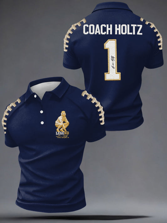 Men's Football Legend Coach Holtz Printed Casual Tops
