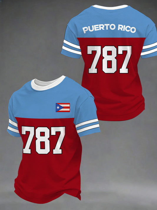 Men's Puerto Rico Baseball 787 Short Sleeves T-shirt