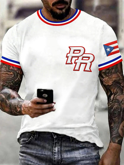 Men's Puerto Rico Baseball Print Casual Tee