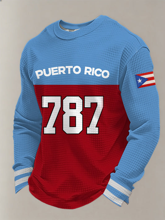 Men's Puerto Rico 787 Baseball Waffle Long Sleeve Sweatshirt