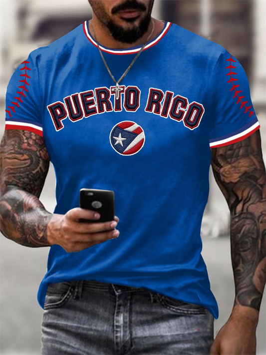 Men's Puerto Rico Baseball Short Sleeves T-shirt