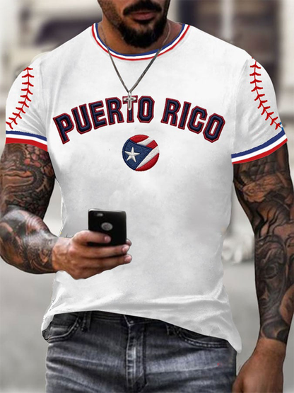 Men's Puerto Rico Baseball Short Sleeves T-shirt