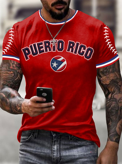 Men's Puerto Rico Baseball Short Sleeves T-shirt