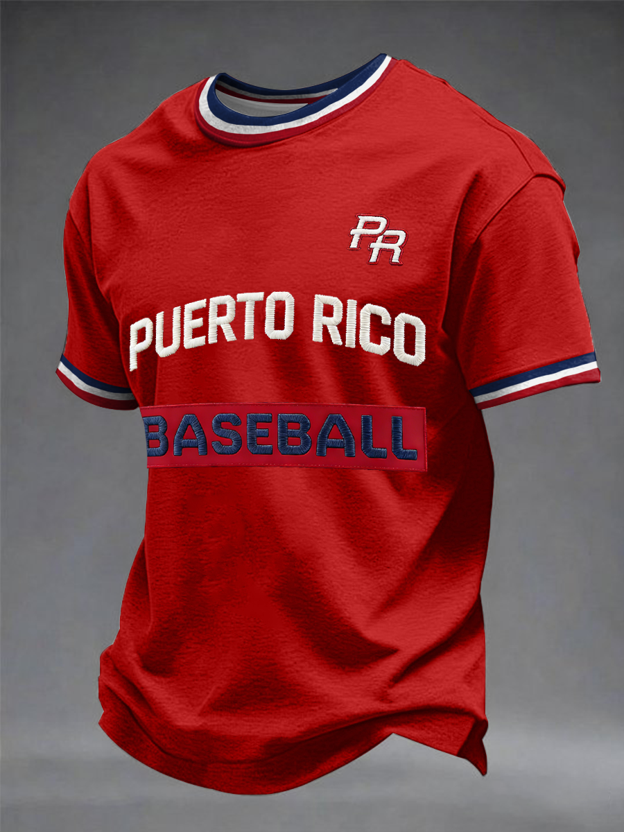 Men's Puerto Rico Baseball Print short sleeves t-shirt