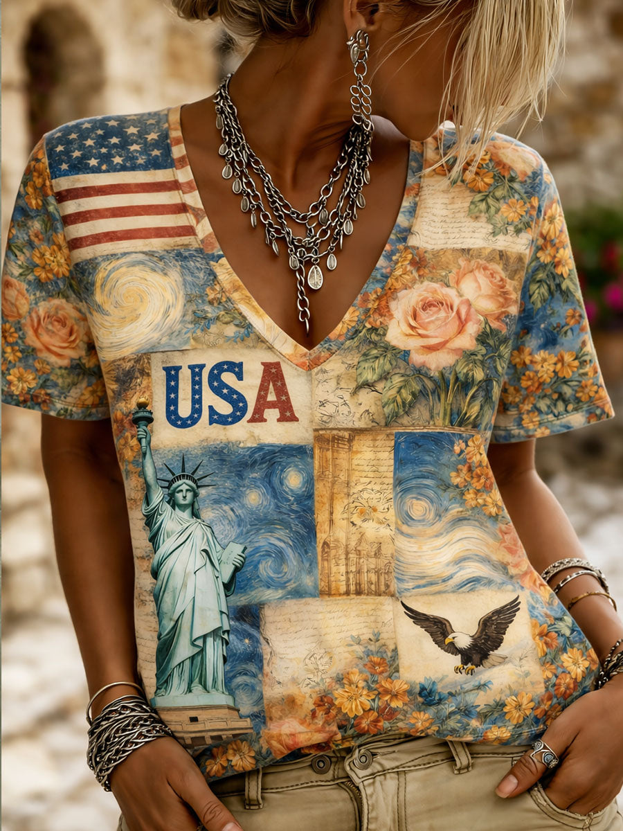 Women's Vintage Anniversary Celebration Printed Casual T-Shirt