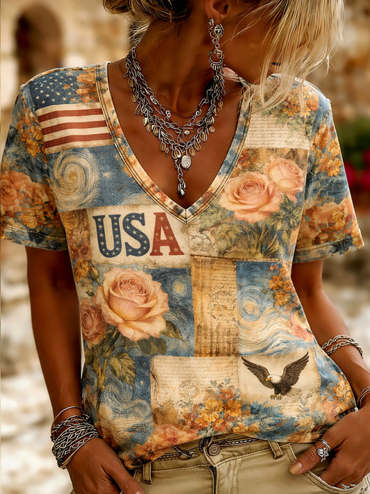 Women's Vintage Anniversary Celebration Printed Casual T-Shirt