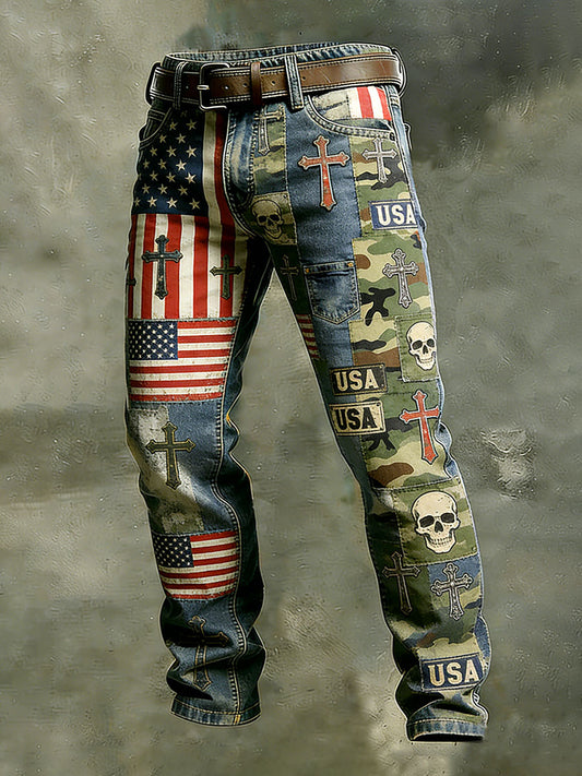 Men's Vintage Anniversary Celebration Printed Casual Pants