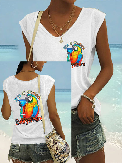 Women's Jimmy Buffett Day It‘s 5 O'clock Everywhere coloured cotton T-shirt