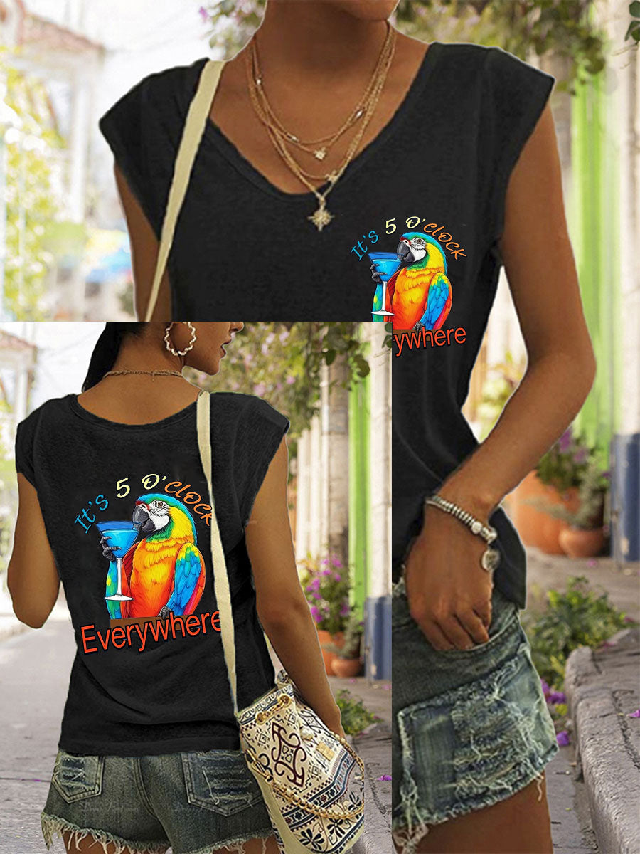 Women's Jimmy Buffett Day It‘s 5 O'clock Everywhere coloured cotton T-shirt