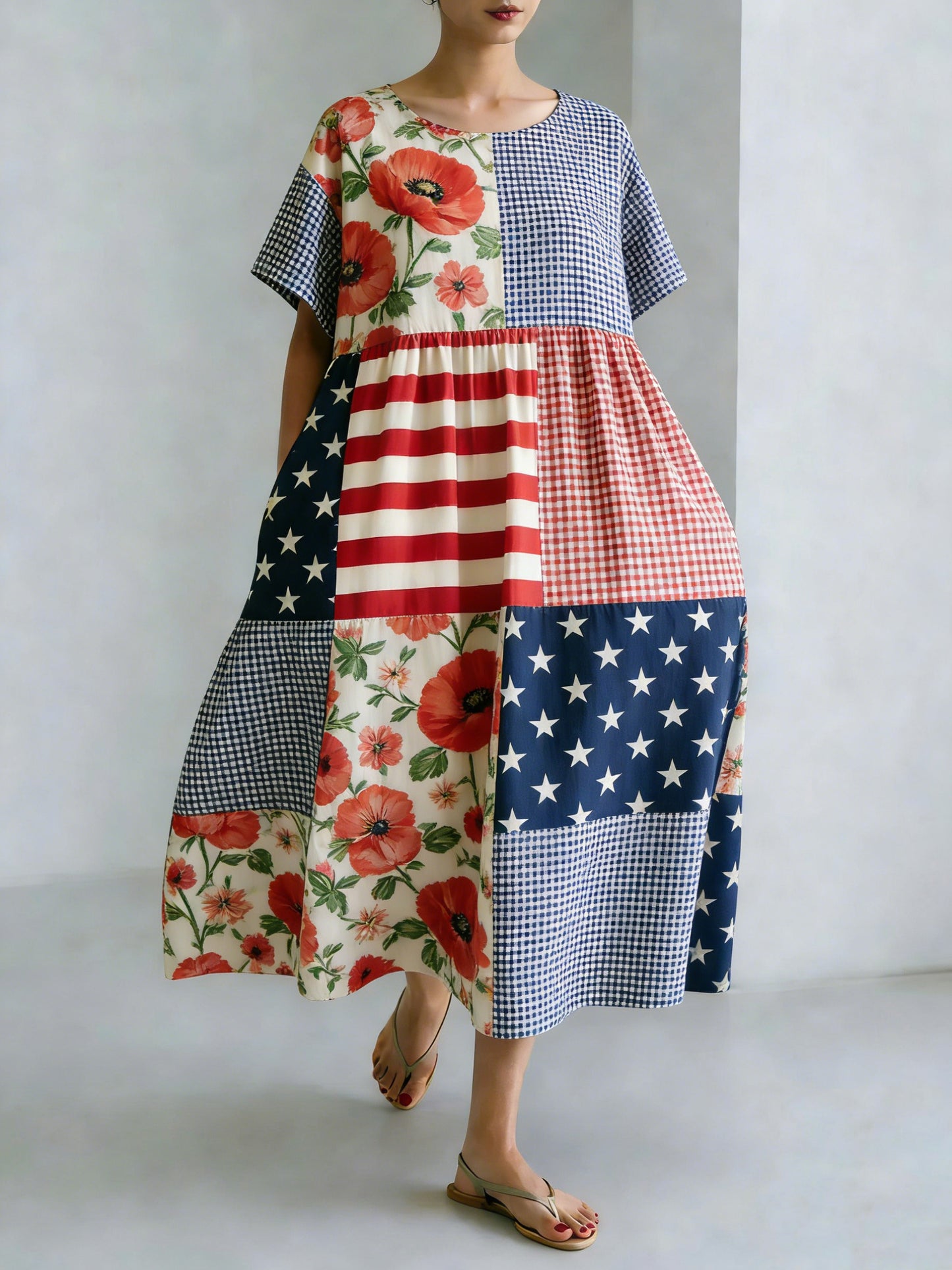 Women's American Commemorative Patchwork Print Long Skirt