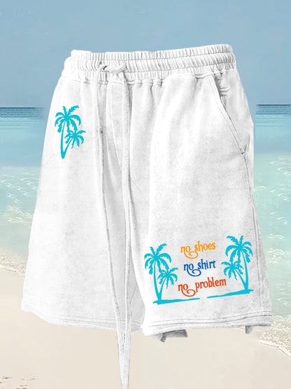 Men's No Shoes No Shirt No Problems printed short trousers