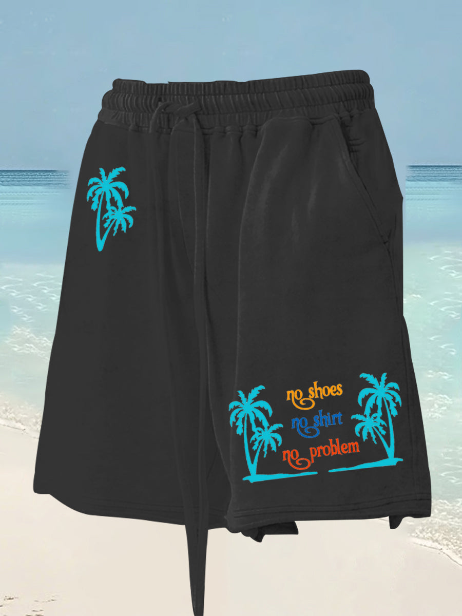 Men's No Shoes No Shirt No Problems printed short trousers