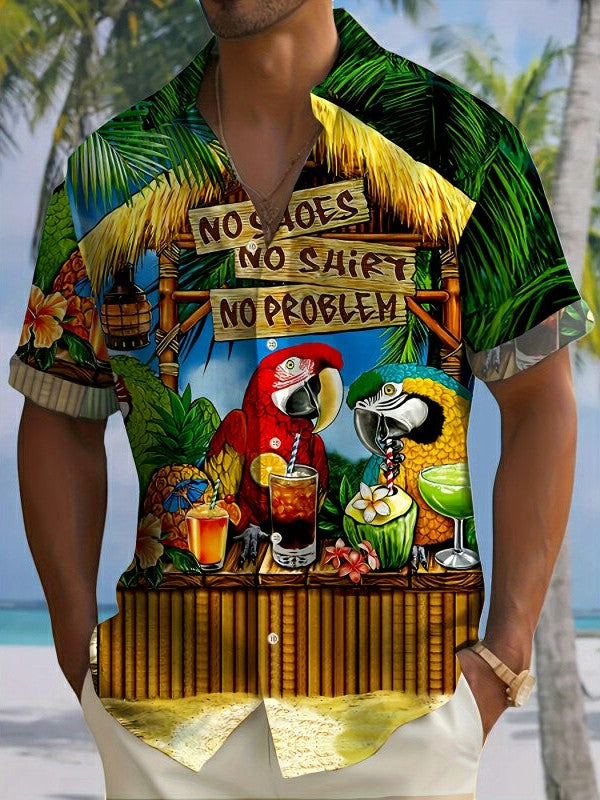 Men's No Shoes No Shirt No Problems Printed Casual Shirt