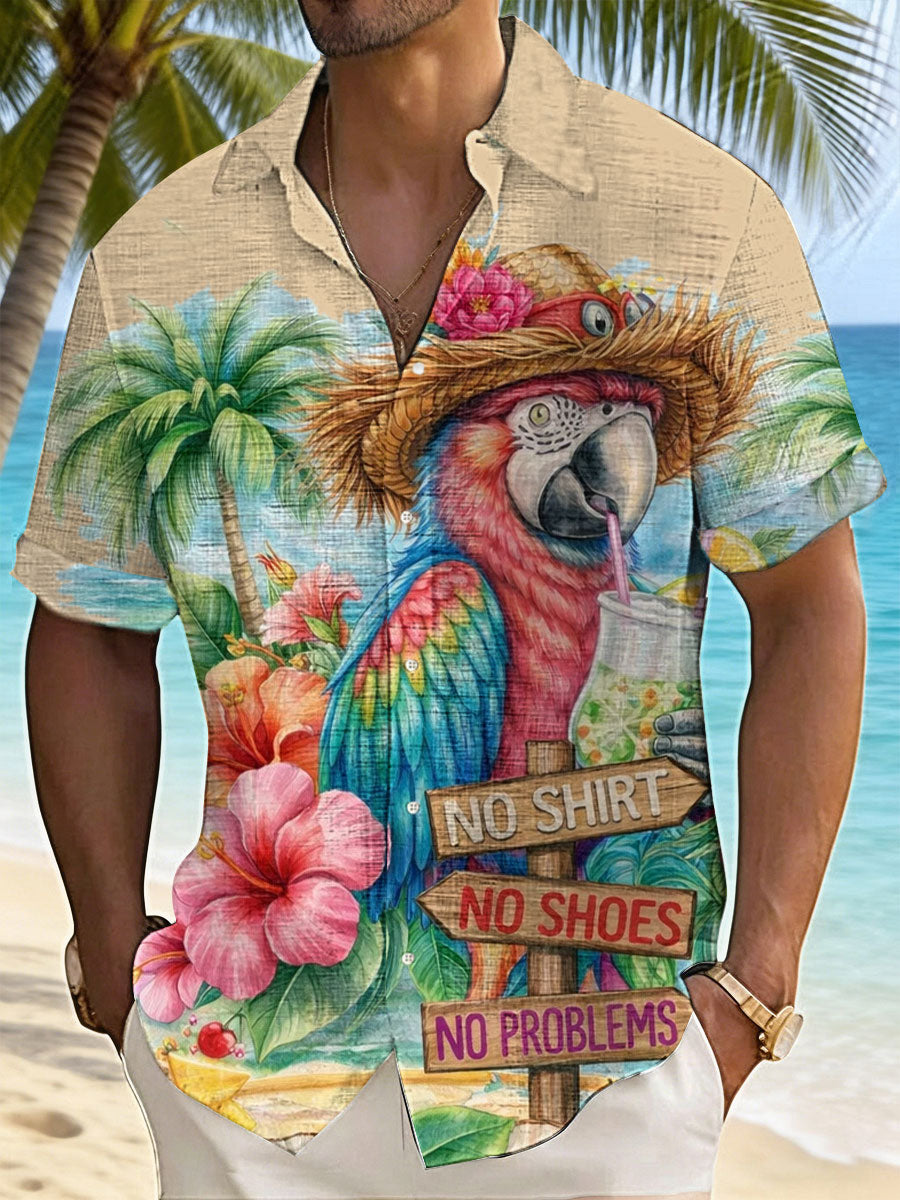 Men's No Shoes No Shirt No Problems Printed Casual Shirt