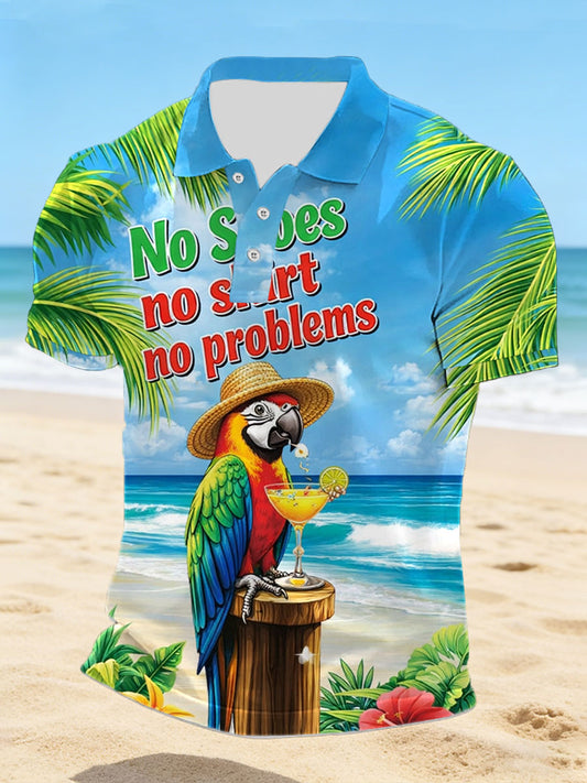 Men's No Shoes No Shirt No Problems Printed Casual Shirt