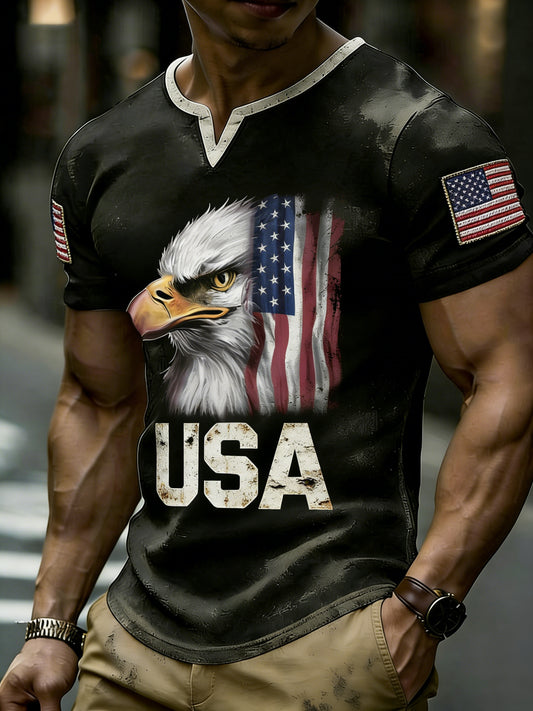 Men's American Patriotic Print T-Shirt