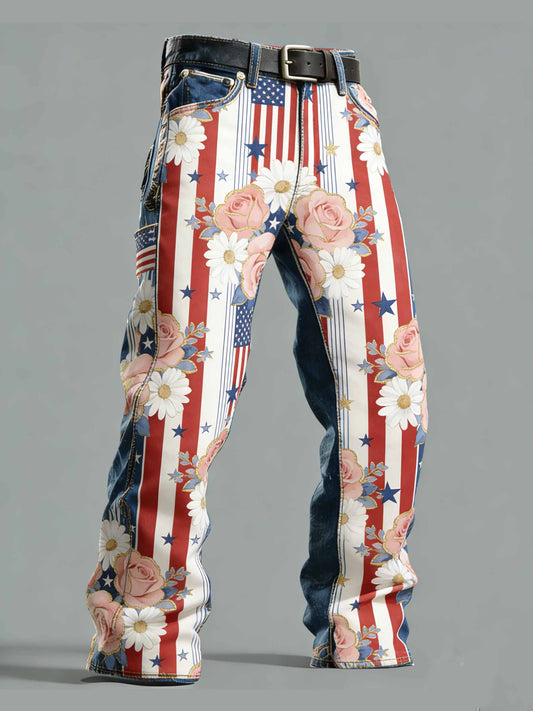 Men's Retro Anniversary Print Casual Pants