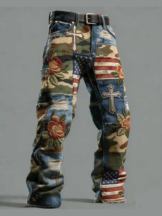 Men's Retro Anniversary Print Casual Pants