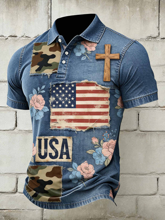 Men's Vintage Anniversary Celebration Printed Casual Polo Shirt