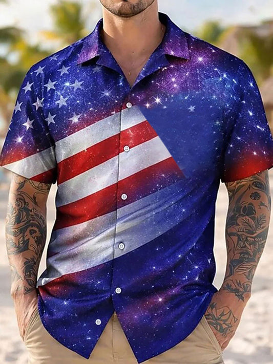 Men's Flag Art Print Casual Shirt