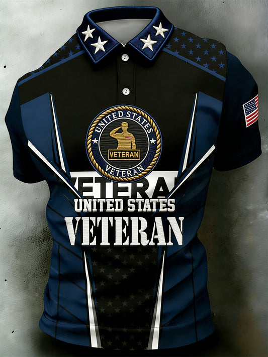 Men's American Patriotic Print Polo Shirt