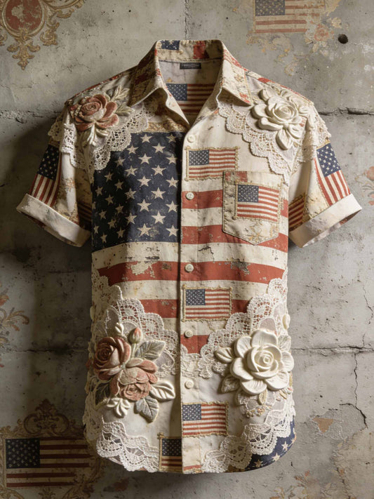 Men's Vintage Anniversary Celebration Printed Casual Shirt
