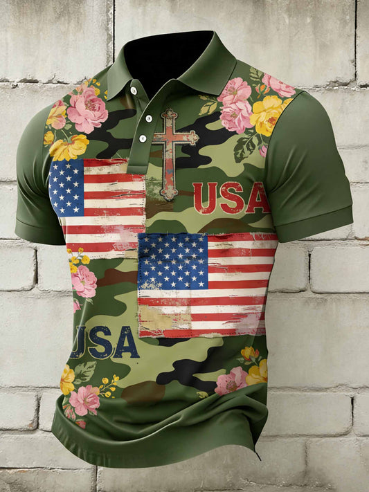 Men's Vintage Anniversary Celebration Printed Casual Polo Shirt