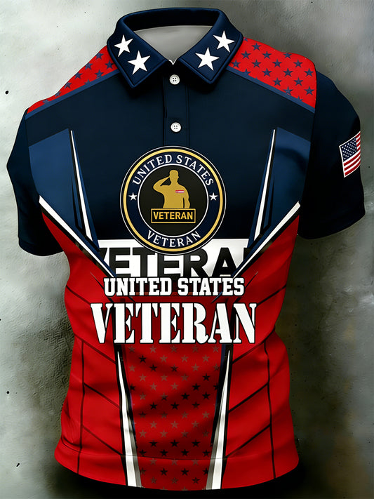 Men's American Patriotic Print Polo Shirt