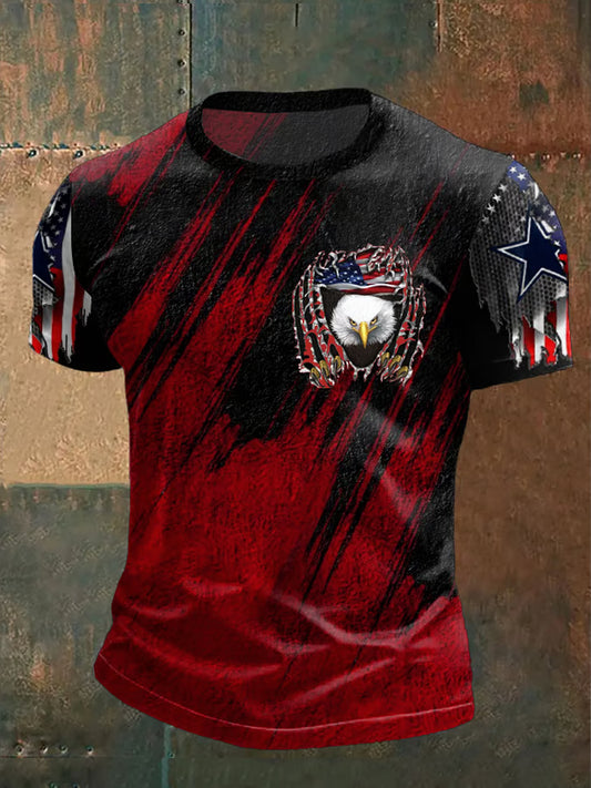 Men's Retro Patriotic Commemorative Art Print Casual T-shirt