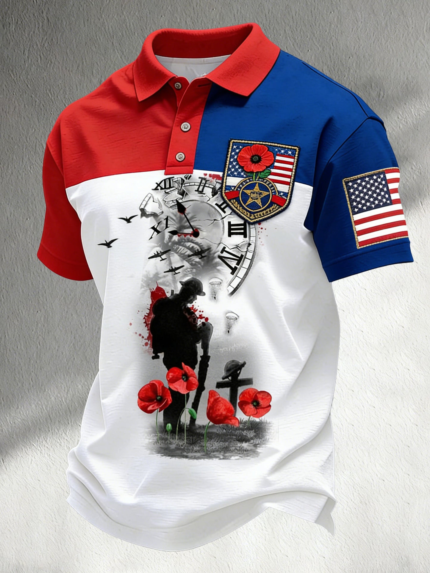 Men's American Commemorative Veterans Faith Art Print Polo