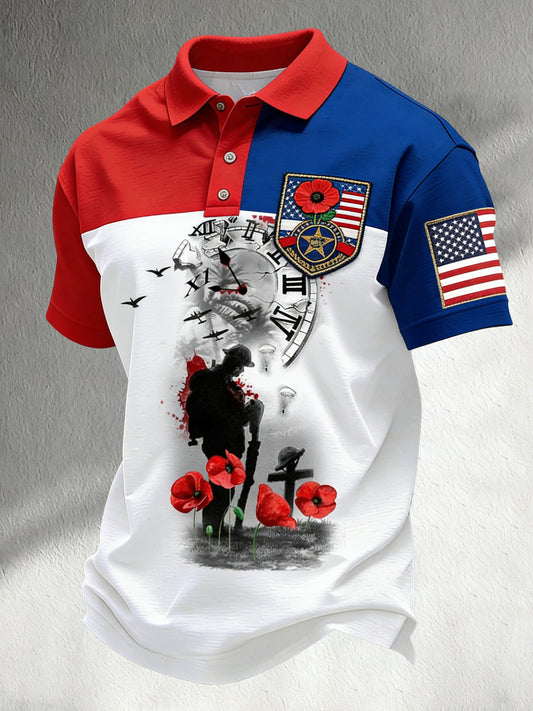Men's American Commemorative Veterans Faith Art Print Polo