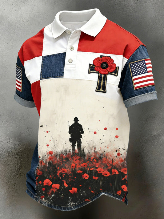 Men's American Commemorative Veterans Faith Art Print Polo