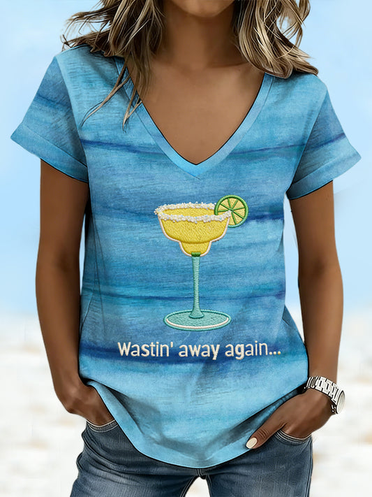 Women's Vacation Beach Style Margs Lover Printed T-shirt