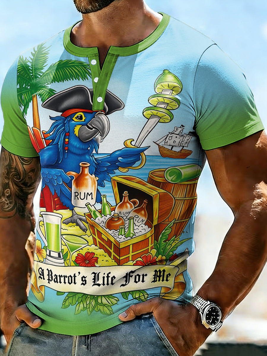 Men's Vacation Beach Style Margs Lover Printed Casual Tops