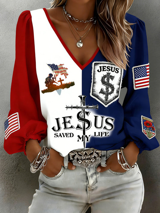 Women's American Commemorative Veterans Faith Art Print T-Shirt