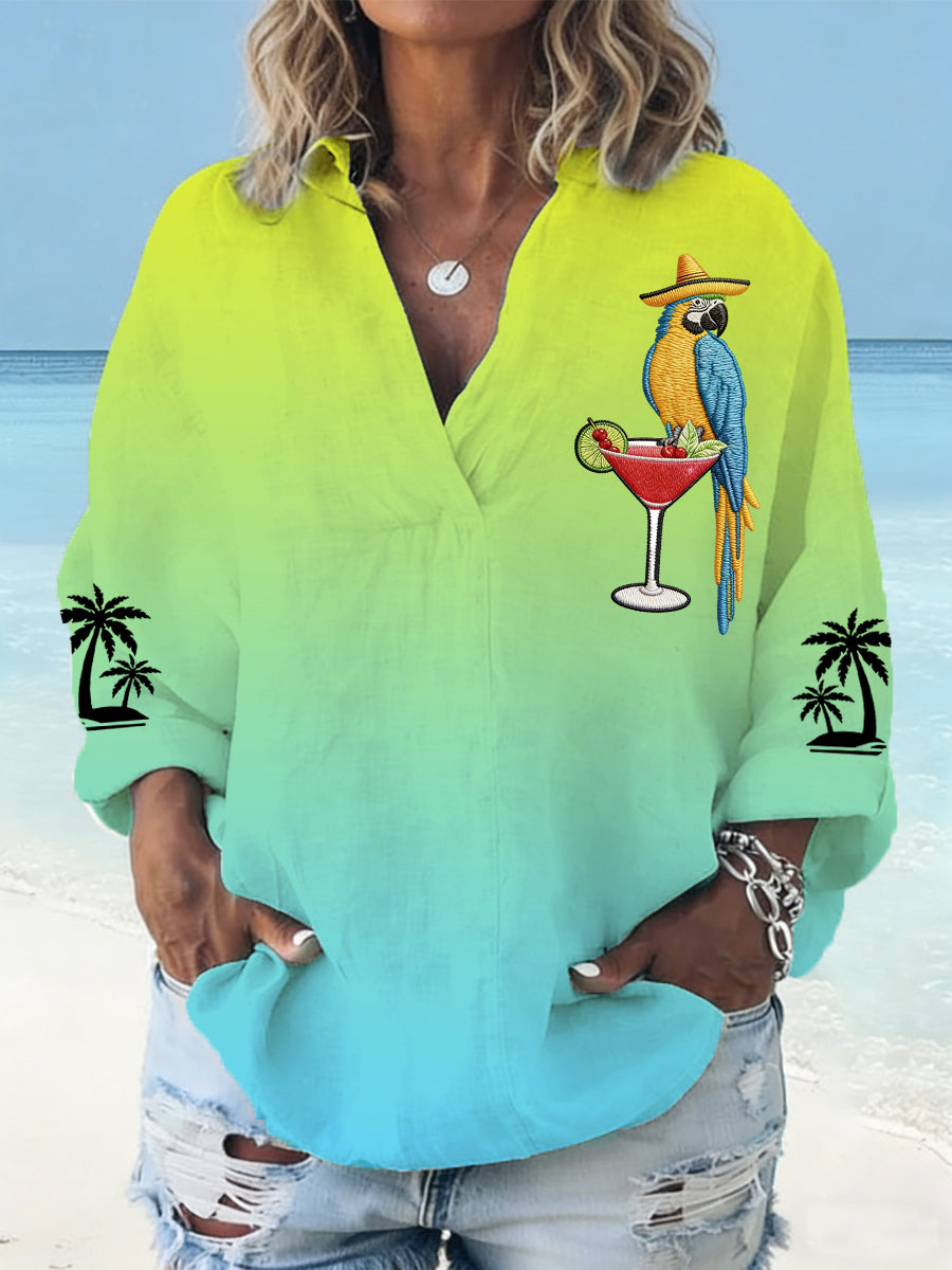 Women's Parrot Print Casual Shirt