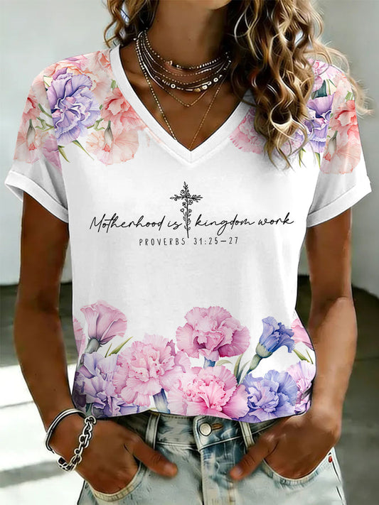 Women's 'Motherhood Is Kingdom Work' Printed Casual T-Shirt