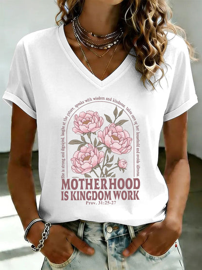 Women's 'Motherhood Is Kingdom Work' Printed Casual T-Shirt