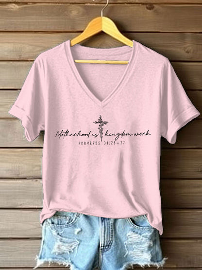 Women's 'Motherhood Is Kingdom Work' Printed Casual T-Shirt
