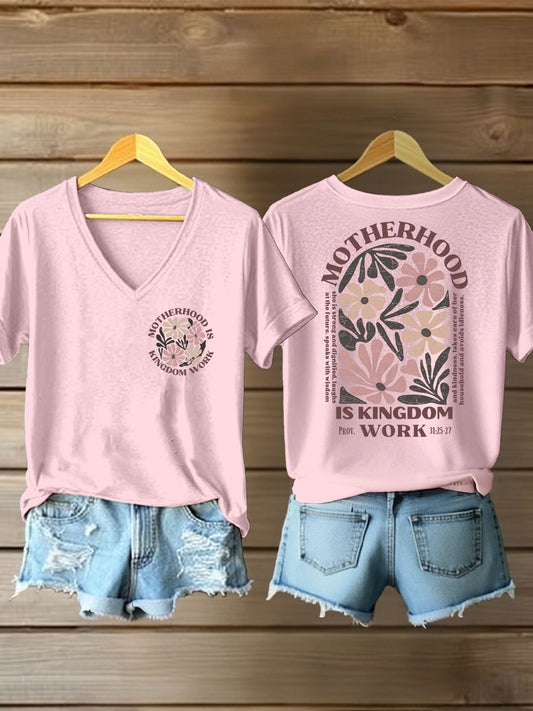 Women's 'Motherhood Is Kingdom Work' Printed Casual T-Shirt