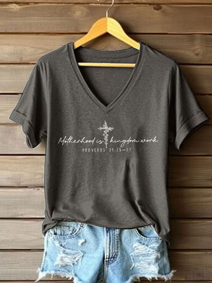 Women's 'Motherhood Is Kingdom Work' Printed Casual T-Shirt