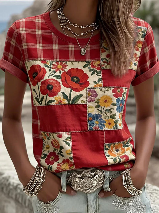 Women's Red Friday Print Casual T-Shirt