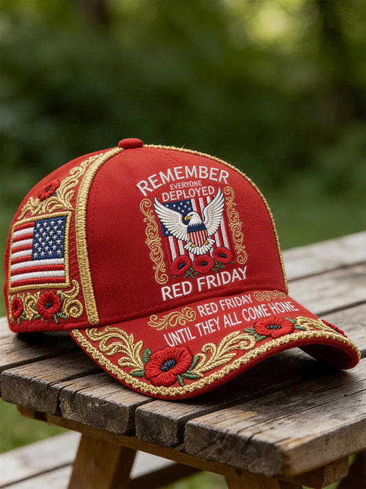 Unisex RED Friday Inspired Embroidery Pattern Hat
