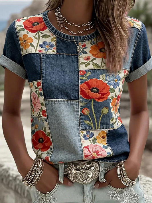 Women's Red Friday Print Casual T-Shirt