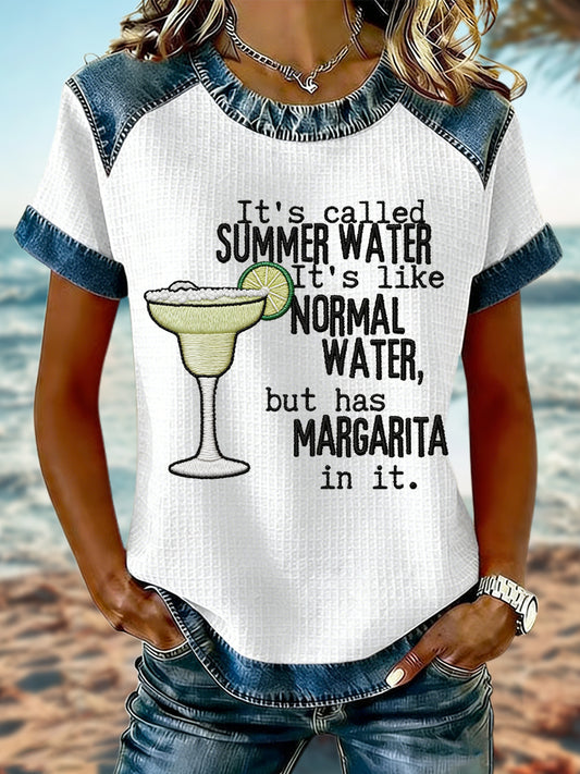 Women's Vacation Style Margarita Art Printed Tops