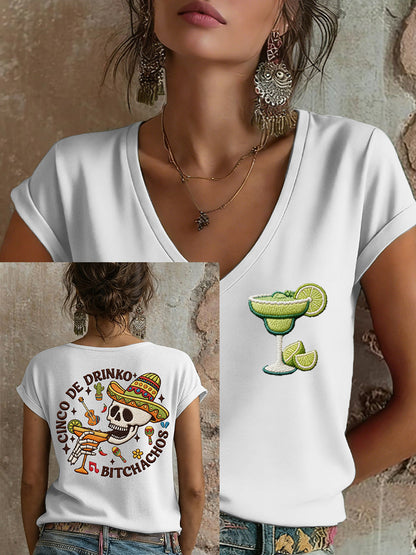Women's Mexico Art Cinco De Mayo Printed T-Shirt