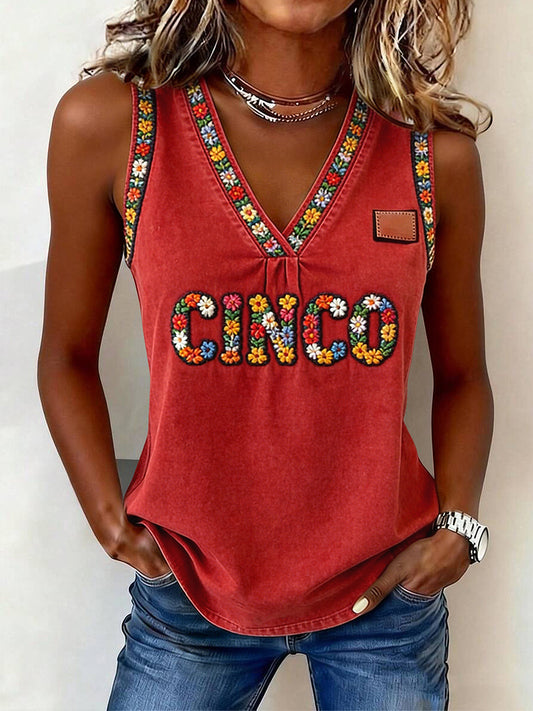 Women's Vintage Marigold Cinco de Mayo Tank Top