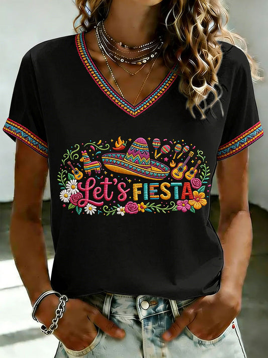 Women's Cinco de Mayo Print Casual T-Shirt