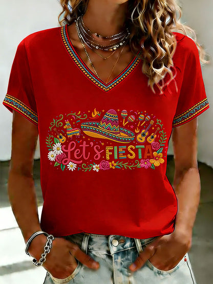 Women's Cinco de Mayo Print Casual T-Shirt